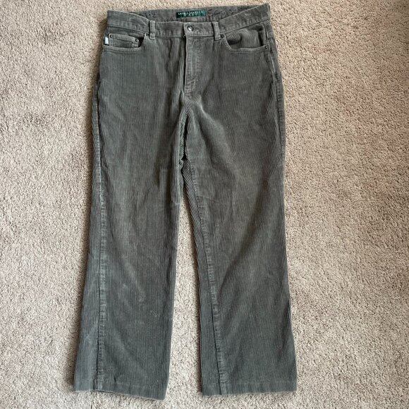Lauren Jeans Co. Pants - Lauren Jeans Co. Pants Womens 10P Gray Corduroy Jeans Straight Leg Ralph Lauren